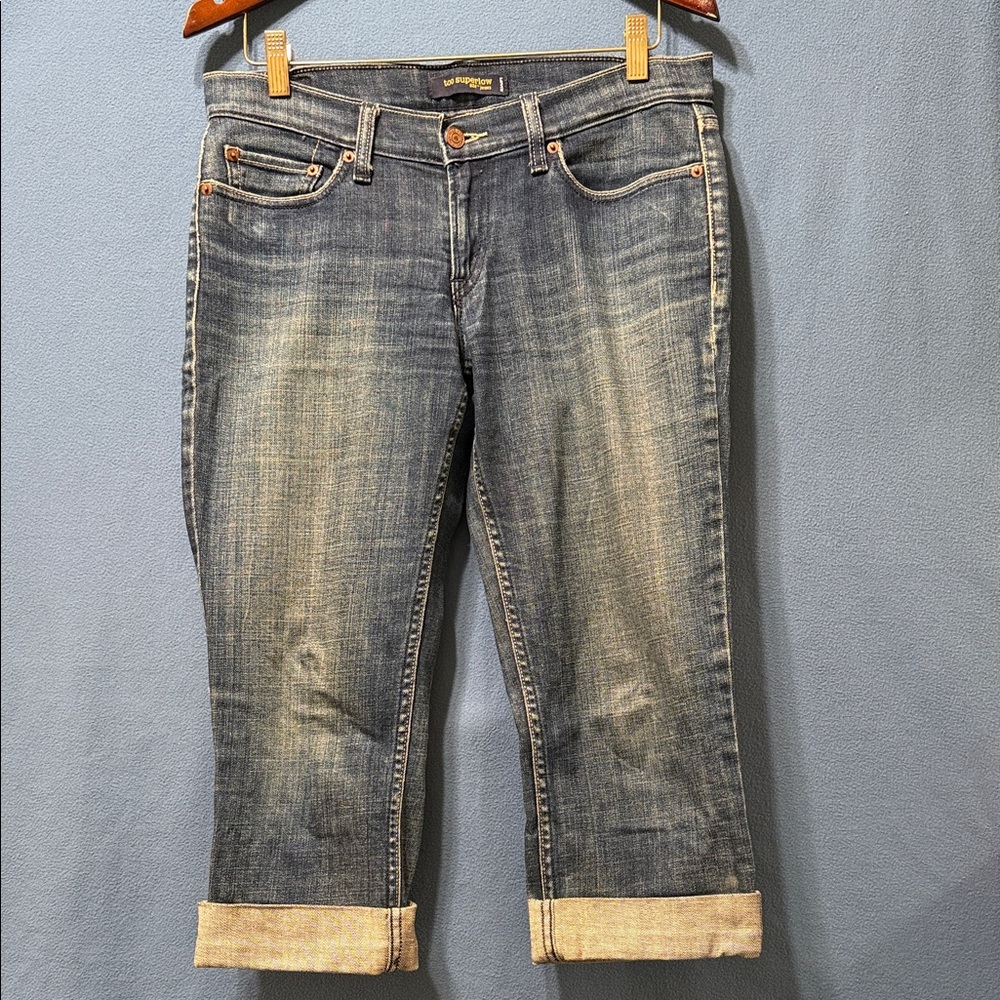 Levi's Cropped Denim 524 Jeans Superlow Classic Blue, Size 7, Used